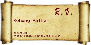Rohony Valter névjegykártya